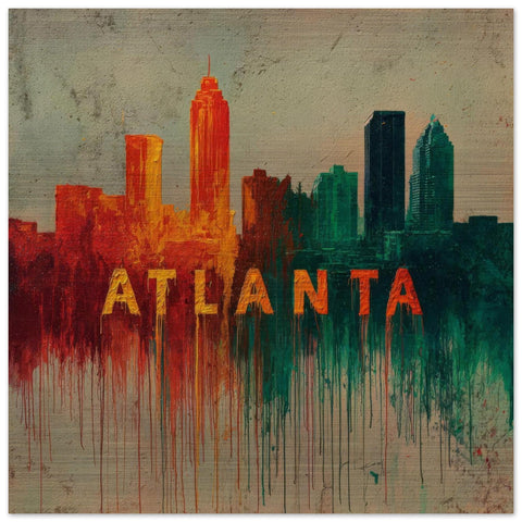 Atlanta Skyline Aluminum Print - Vibrant Textured City Art | Modern Southern Home Decor Gift