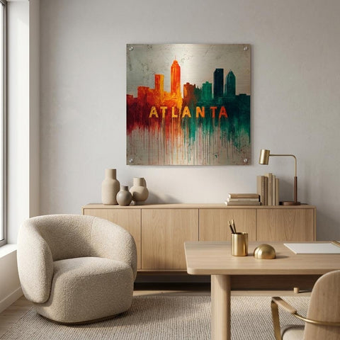 Atlanta Skyline Aluminum Print - Vibrant Textured City Art | Modern Southern Home Decor Gift
