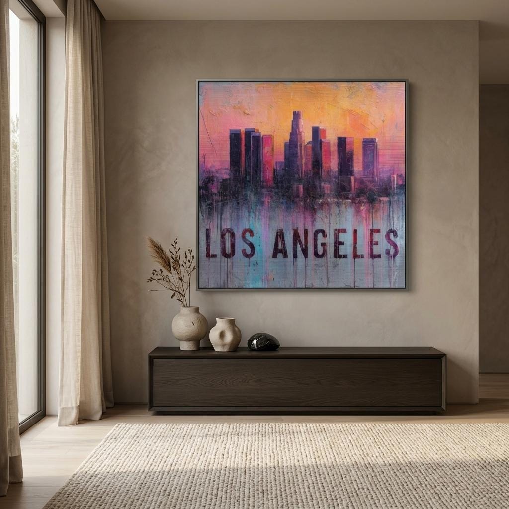 Los Angeles Aluminum Print - Cinematic Cityscape Art - West Coast Glow Wall Decor - Modern Metal Art Gift