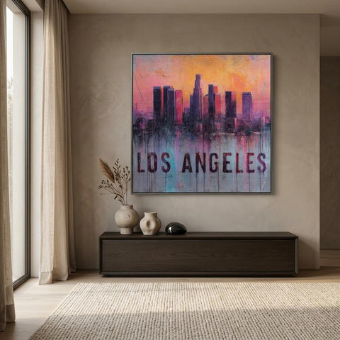 Los Angeles Aluminum Print - Cinematic Cityscape Art - West Coast Glow Wall Decor - Modern Metal Art Gift