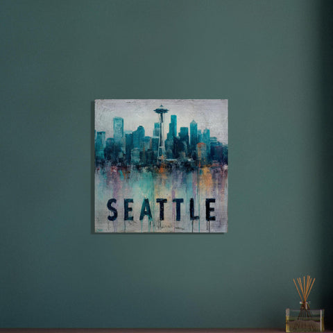 Seattle Aluminum Print | Moody Pacific Northwest Cityscape Art | Urban Pulse Collection Textured Industrial Wall Decor | Modern Home Art