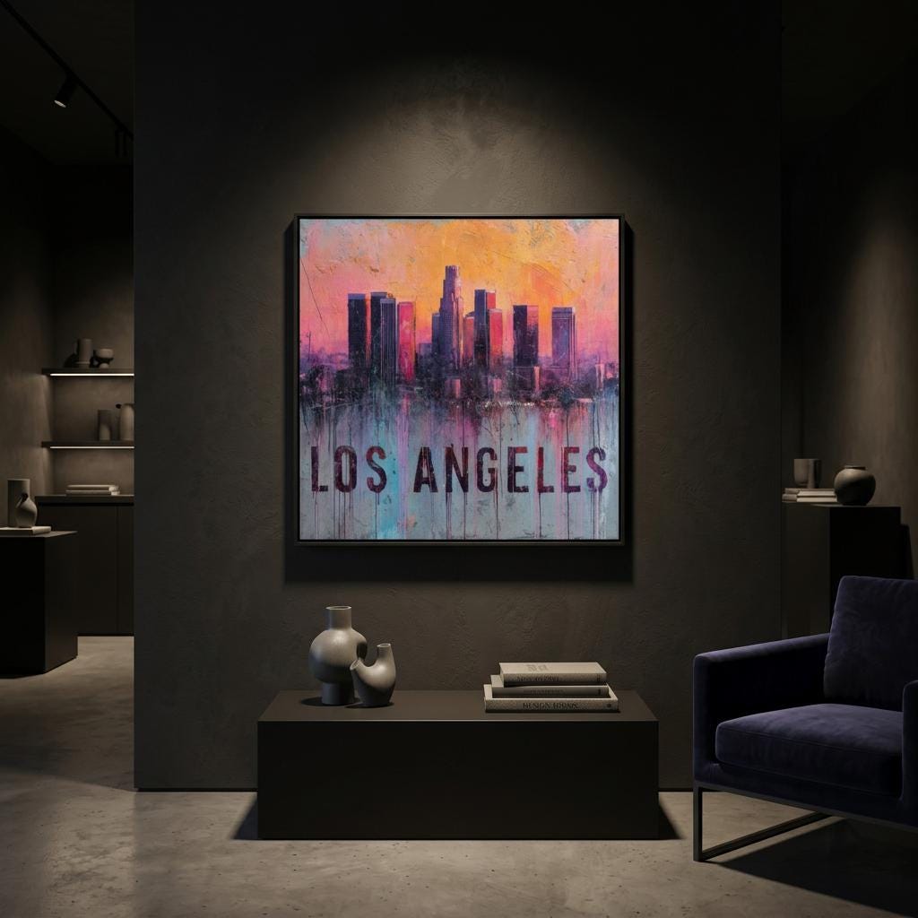 Los Angeles Aluminum Print - Cinematic Cityscape Art - West Coast Glow Wall Decor - Modern Metal Art Gift