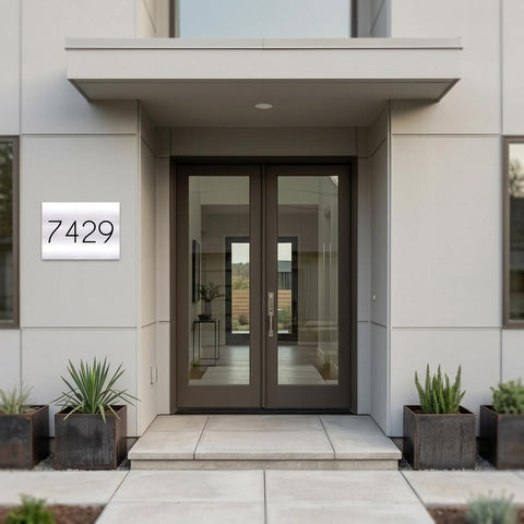 Custom 12x16 Belmont Address Sign | Brushed Aluminum Metal House Numbers Plaque | Modern Outdoor Home Decor | Personalized Gift