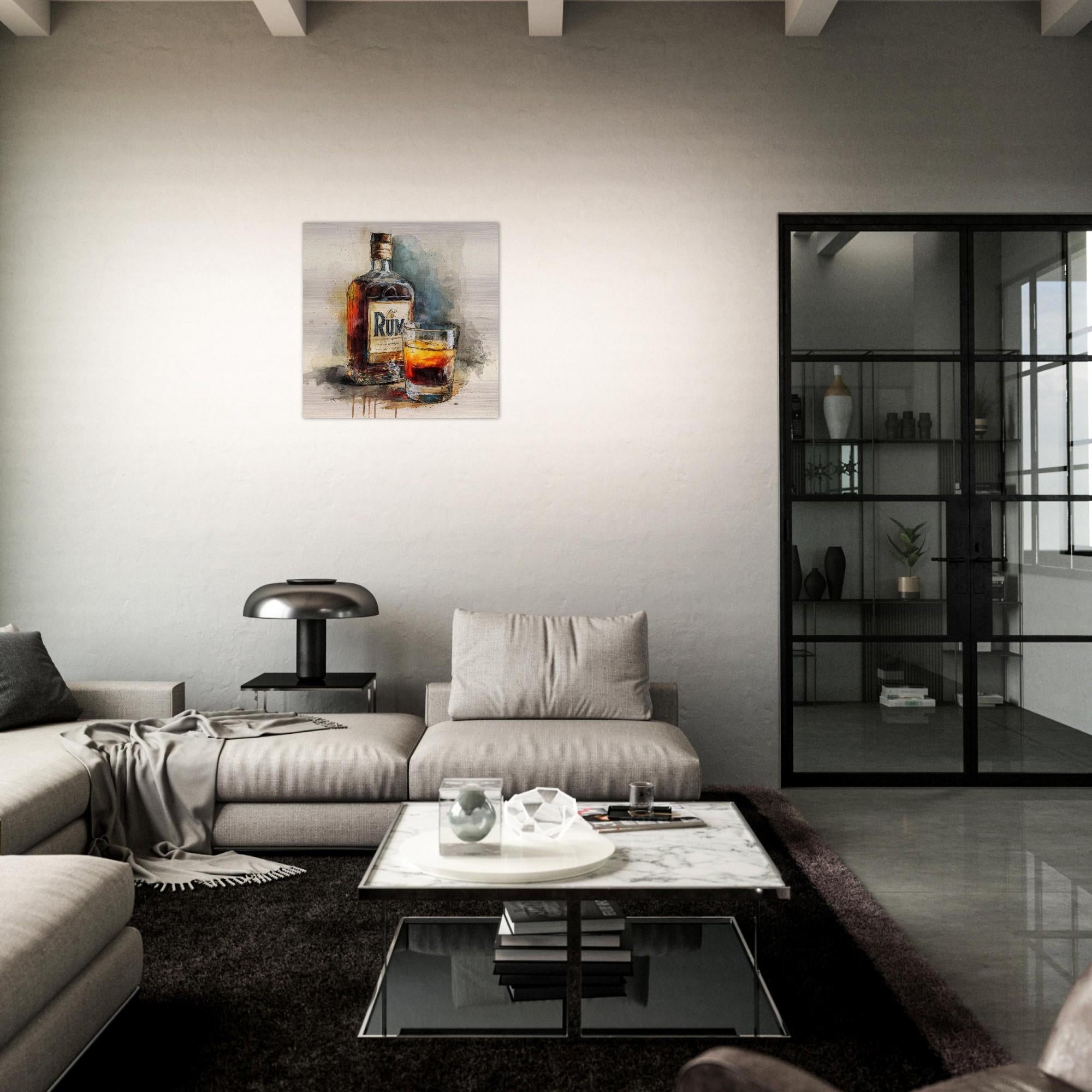 Rum Ember - A Spirited Collection Brushed Aluminum Art Print | Vintage Bar Decor | Watercolor Style | Modern Industrial Art