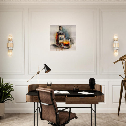 Rum Ember - A Spirited Collection Brushed Aluminum Art Print | Vintage Bar Decor | Watercolor Style | Modern Industrial Art