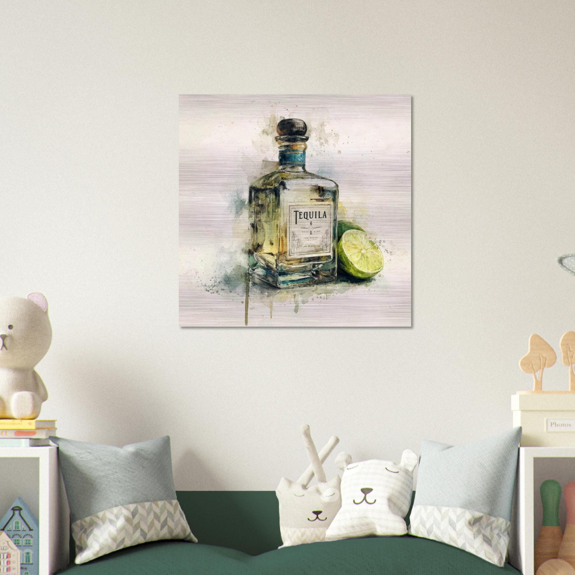 Tequila & Lime - A Spirited Collection Brushed Aluminum Art Print | Modern Bar Decor | Watercolor Cocktail Art | Unique Home Gift