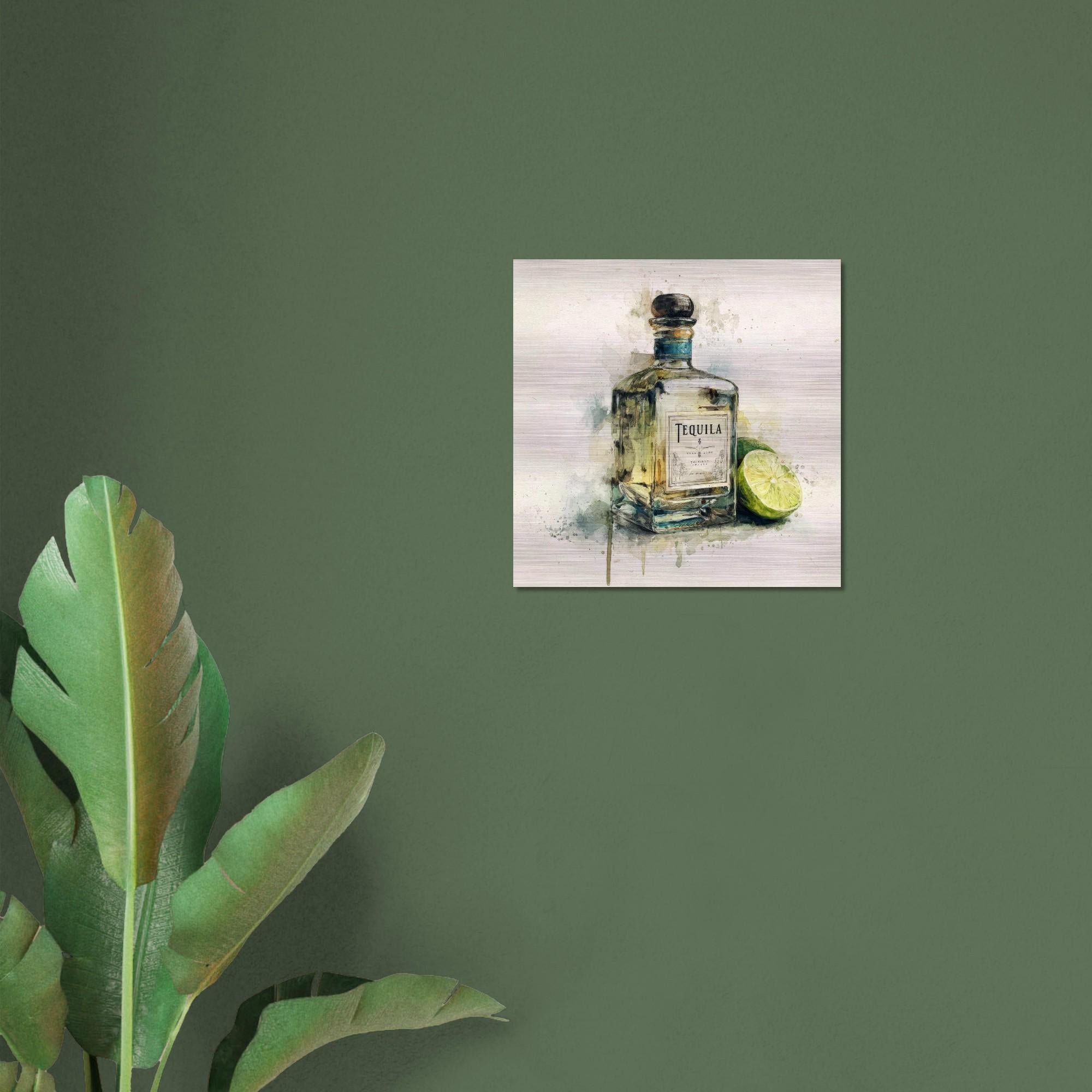 Tequila & Lime - A Spirited Collection Brushed Aluminum Art Print | Modern Bar Decor | Watercolor Cocktail Art | Unique Home Gift