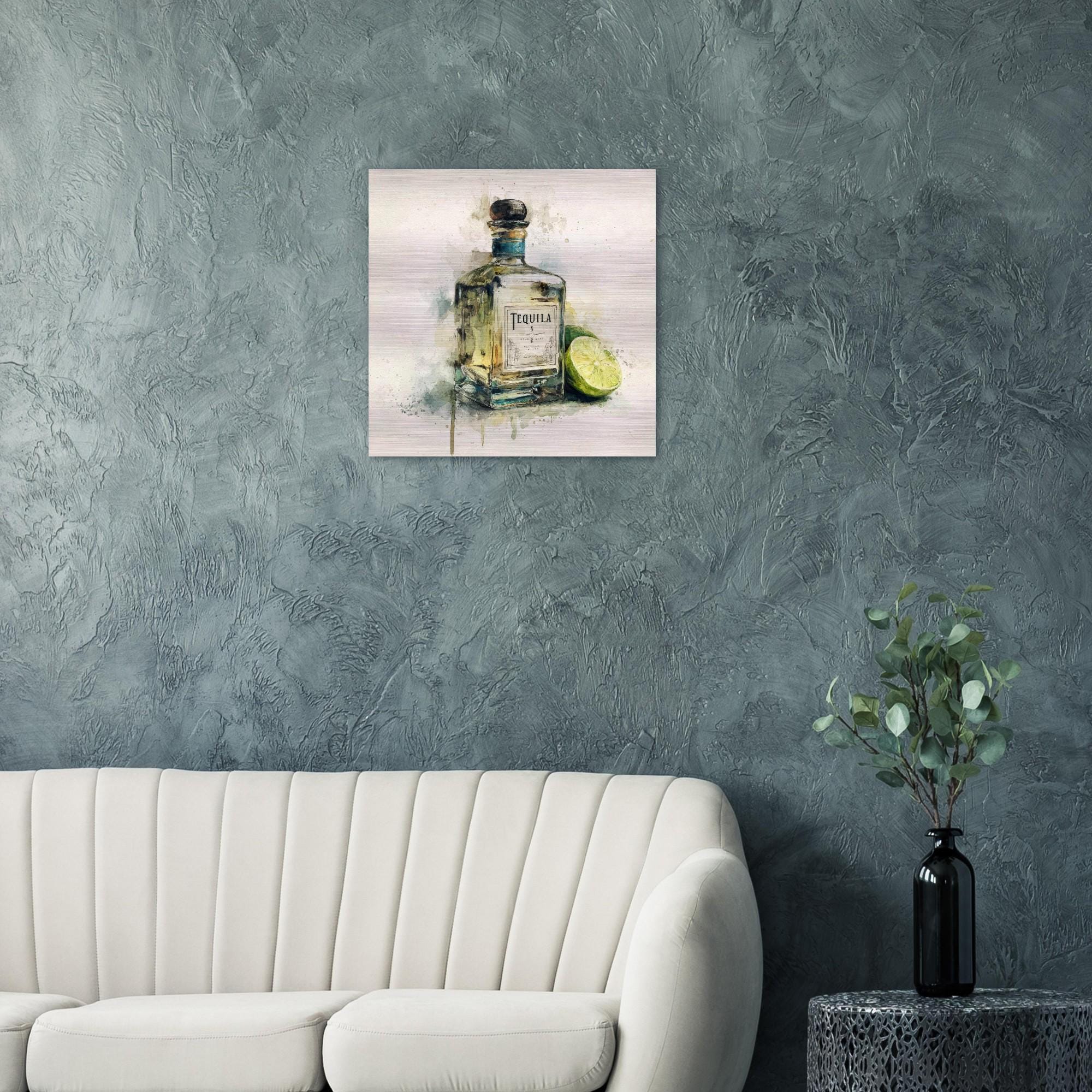 Tequila & Lime - A Spirited Collection Brushed Aluminum Art Print | Modern Bar Decor | Watercolor Cocktail Art | Unique Home Gift