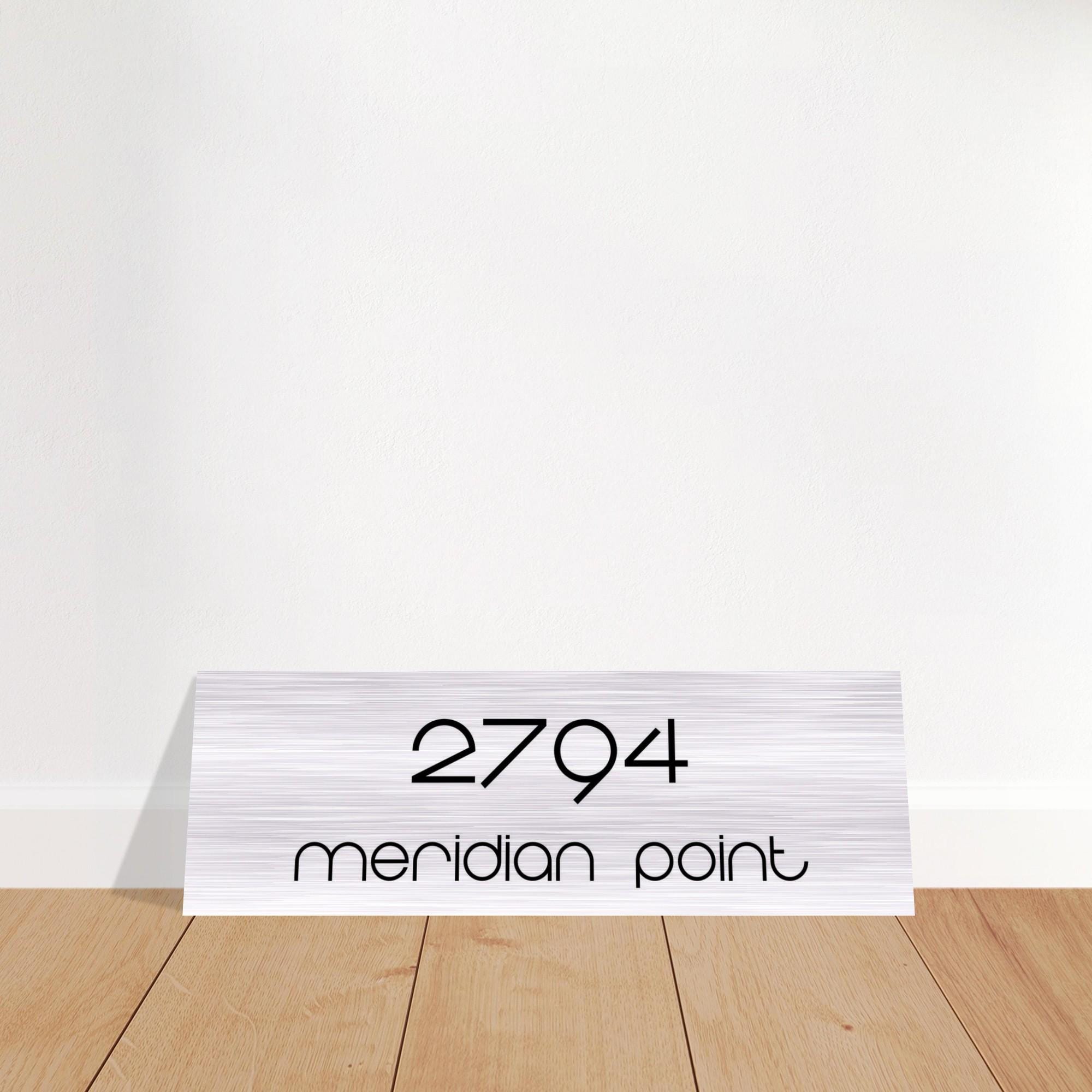 Custom 12x36 Meridian Address Sign | Brushed Aluminum Metal House Numbers Personalized Address Plaque