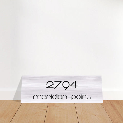 Custom 12x36 Meridian Address Sign | Brushed Aluminum Metal House Numbers Personalized Address Plaque