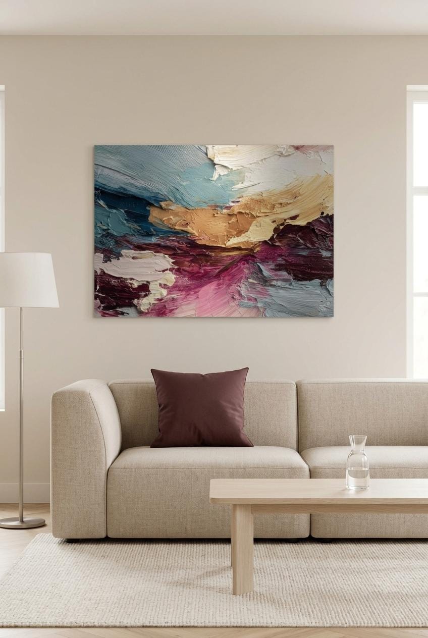 Blushway - Clash of Echoes - Textured Illusion Abstract Wall Art | Coastal Serene Modern Decor | Clash of Echoes Series