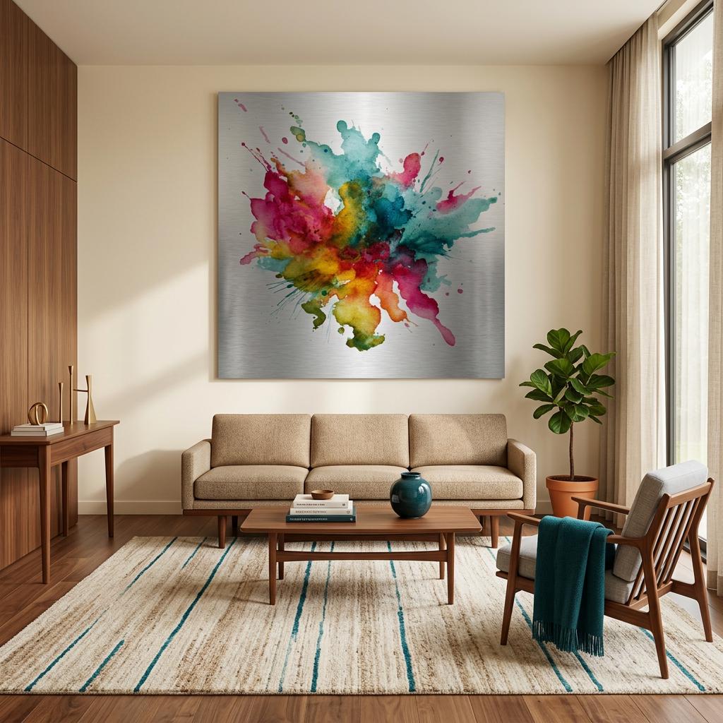 Chromatic Burst Abstract Aluminum Print | High-Impact Modern Art | Vivid Energy Statement Piece | Wall Decor Gift