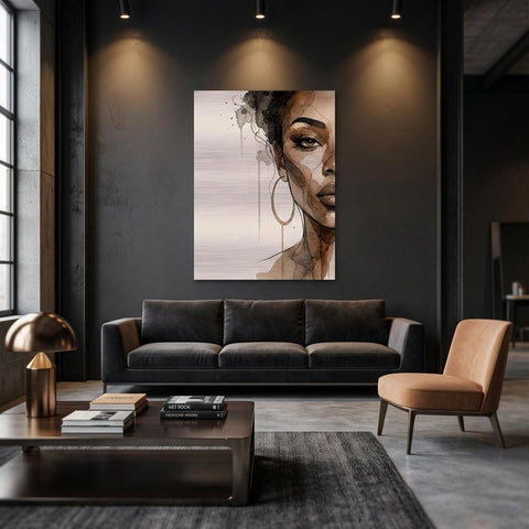 Unshaken Grace - Aluminum Print | Woman Portrait | Watercolor Art | Modern Home Decor | Textured Metallic Wall Art Gift