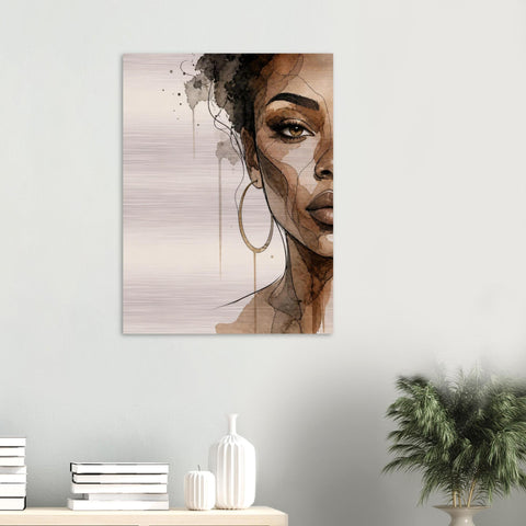 Unshaken Grace - Aluminum Print | Woman Portrait | Watercolor Art | Modern Home Decor | Textured Metallic Wall Art Gift