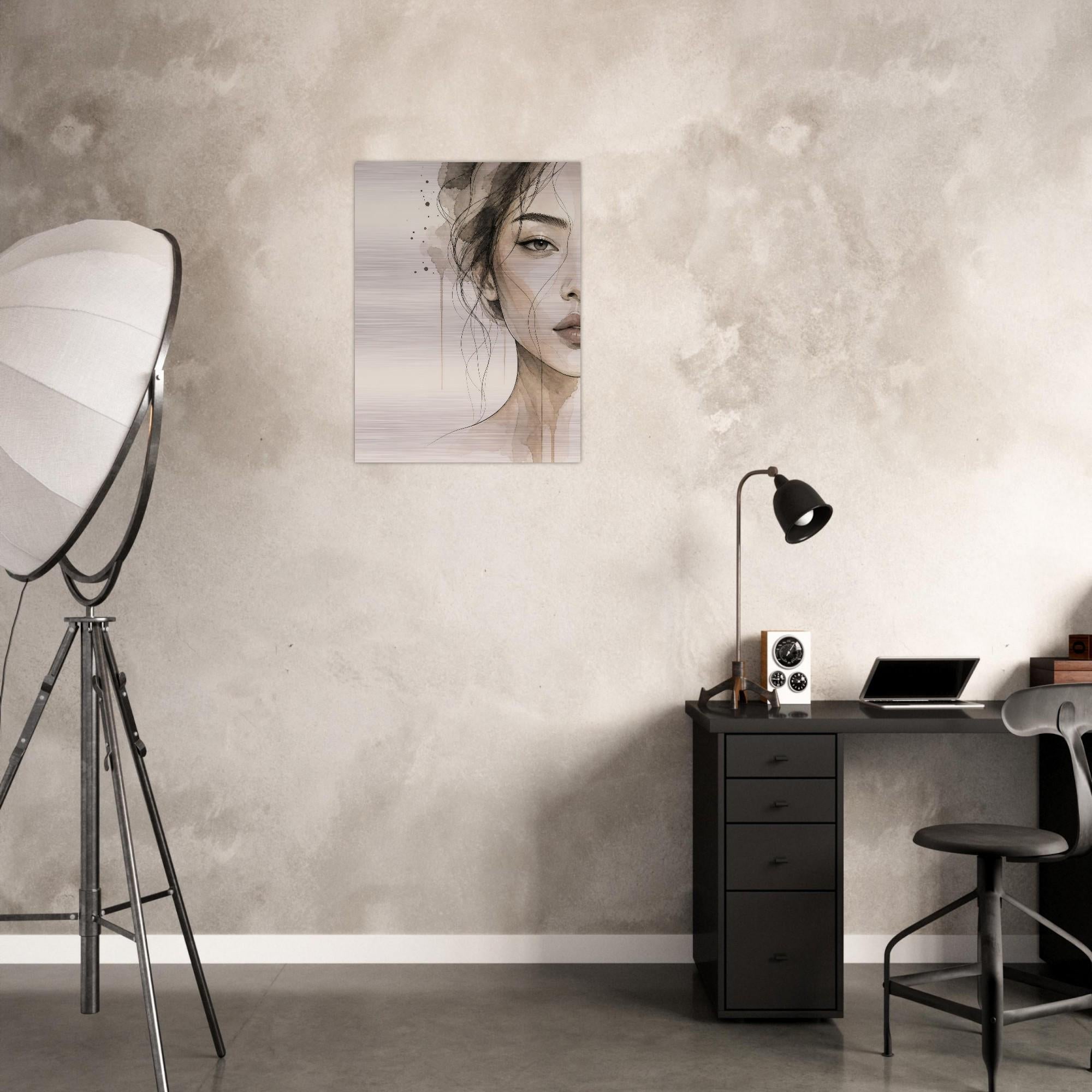 Silk Lotus - Aluminum Print | Woman Portrait Wall Art | Modern Metallic Home Decor | Serene & Strong Gift Idea