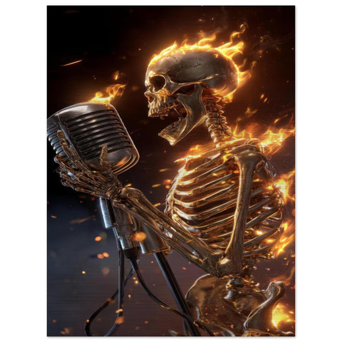 Inferno Unleashed - Aluminum Print | Front man Rock Music Art | The Burning Notes Collection | Modern Metal Wall Decor