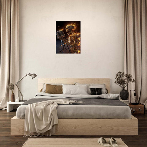Inferno Unleashed - Aluminum Print | Front man Rock Music Art | The Burning Notes Collection | Modern Metal Wall Decor