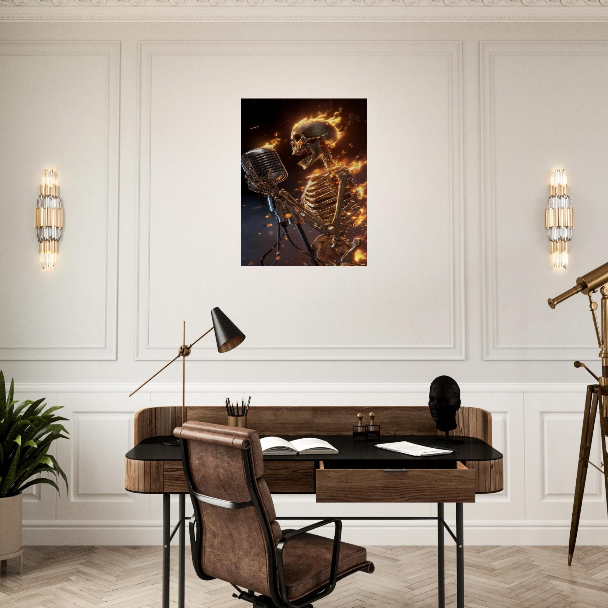 Inferno Unleashed - Aluminum Print | Front man Rock Music Art | The Burning Notes Collection | Modern Metal Wall Decor