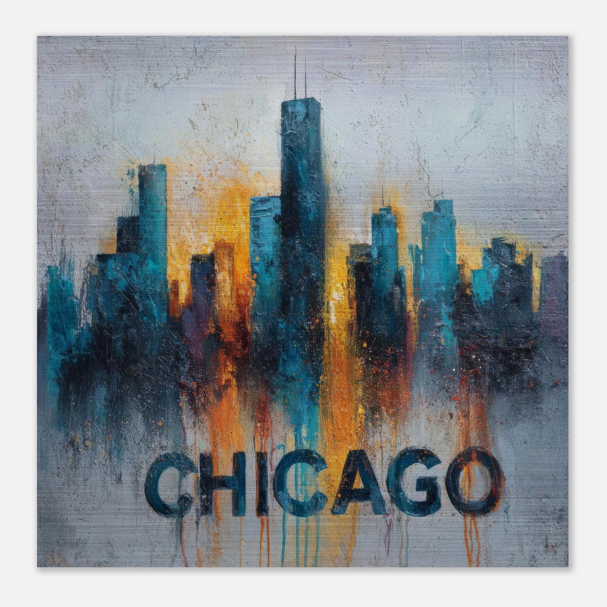 Chicago Skyline Aluminum Print | Urban Art | Metallic Finish | Modern Wall Decor | Industrial Art Gift