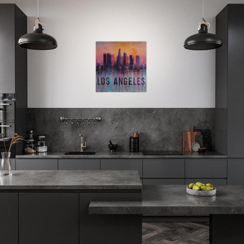 Los Angeles Aluminum Print - Cinematic Cityscape Art - West Coast Glow Wall Decor - Modern Metal Art Gift