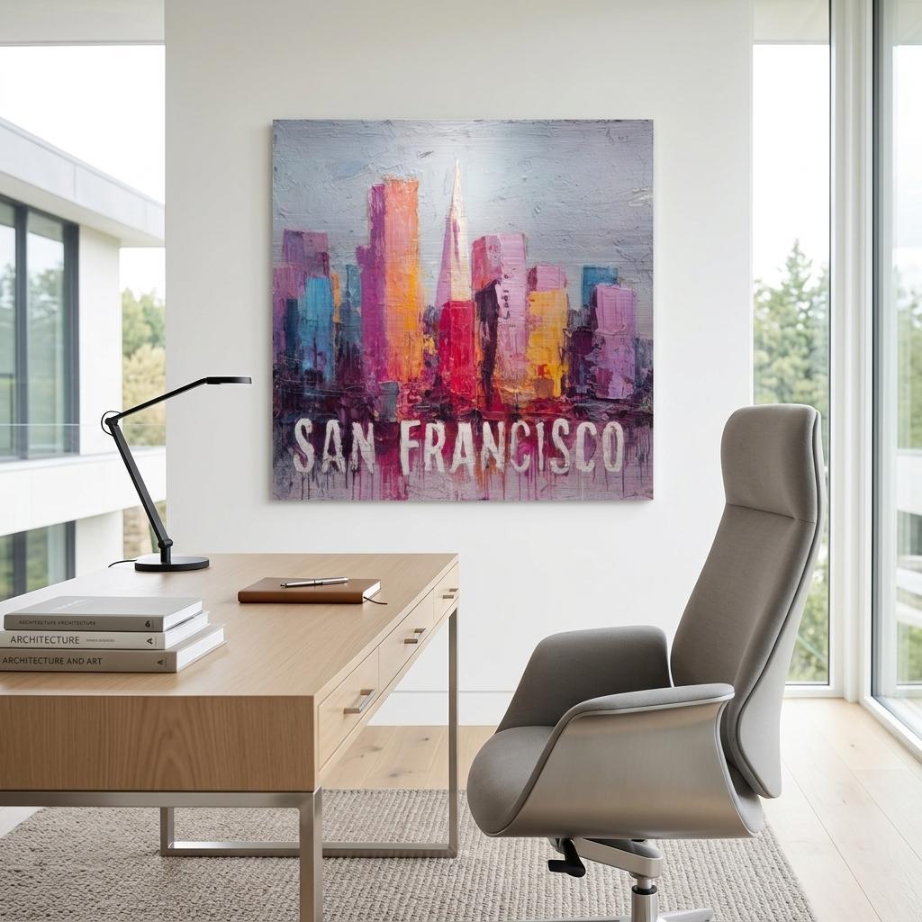 San Francisco Aluminum Print - Textured Cityscape Art Urban Pulse Collection West Coast Vibes, Modern Home Decor Gift