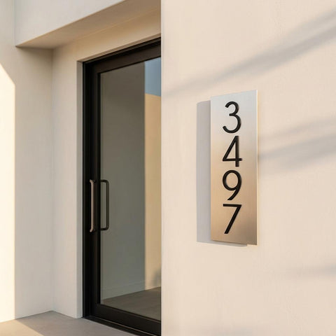 Custom 8x12 Vertical Address Sign | Brushed Aluminum House Number Plaque | Modern Outdoor Home Decor | Personalized Housewarming Gift