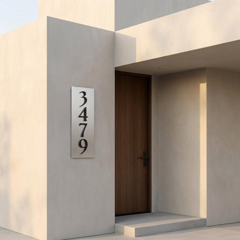 Custom 8x12 Vertical Address Sign | Brushed Aluminum House Number Plaque | Modern Outdoor Home Decor | Personalized Housewarming Gift
