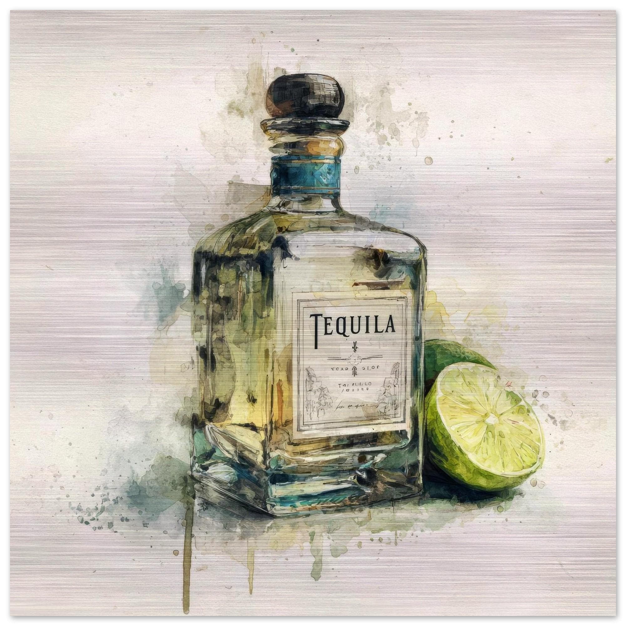 Tequila & Lime - A Spirited Collection Brushed Aluminum Art Print | Modern Bar Decor | Watercolor Cocktail Art | Unique Home Gift