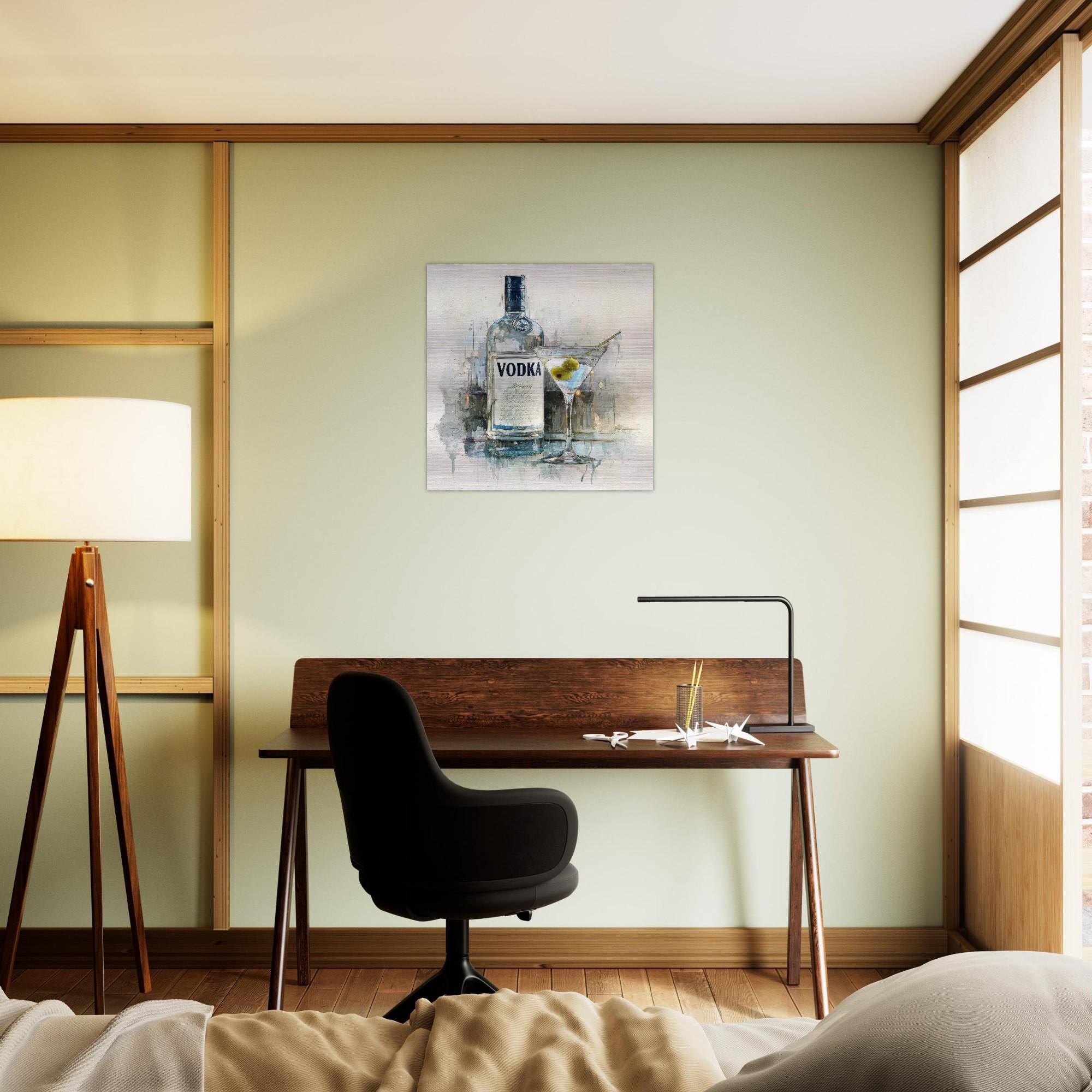 Vodka Chill - A Spirited Collection Brushed Aluminum Art Print - Modern Bar Cart Decor, Watercolor Style, Unique Metallic Wall Art Gift
