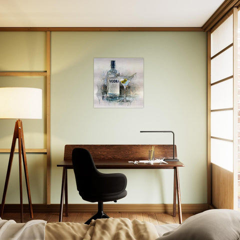Vodka Chill - A Spirited Collection Brushed Aluminum Art Print - Modern Bar Cart Decor, Watercolor Style, Unique Metallic Wall Art Gift