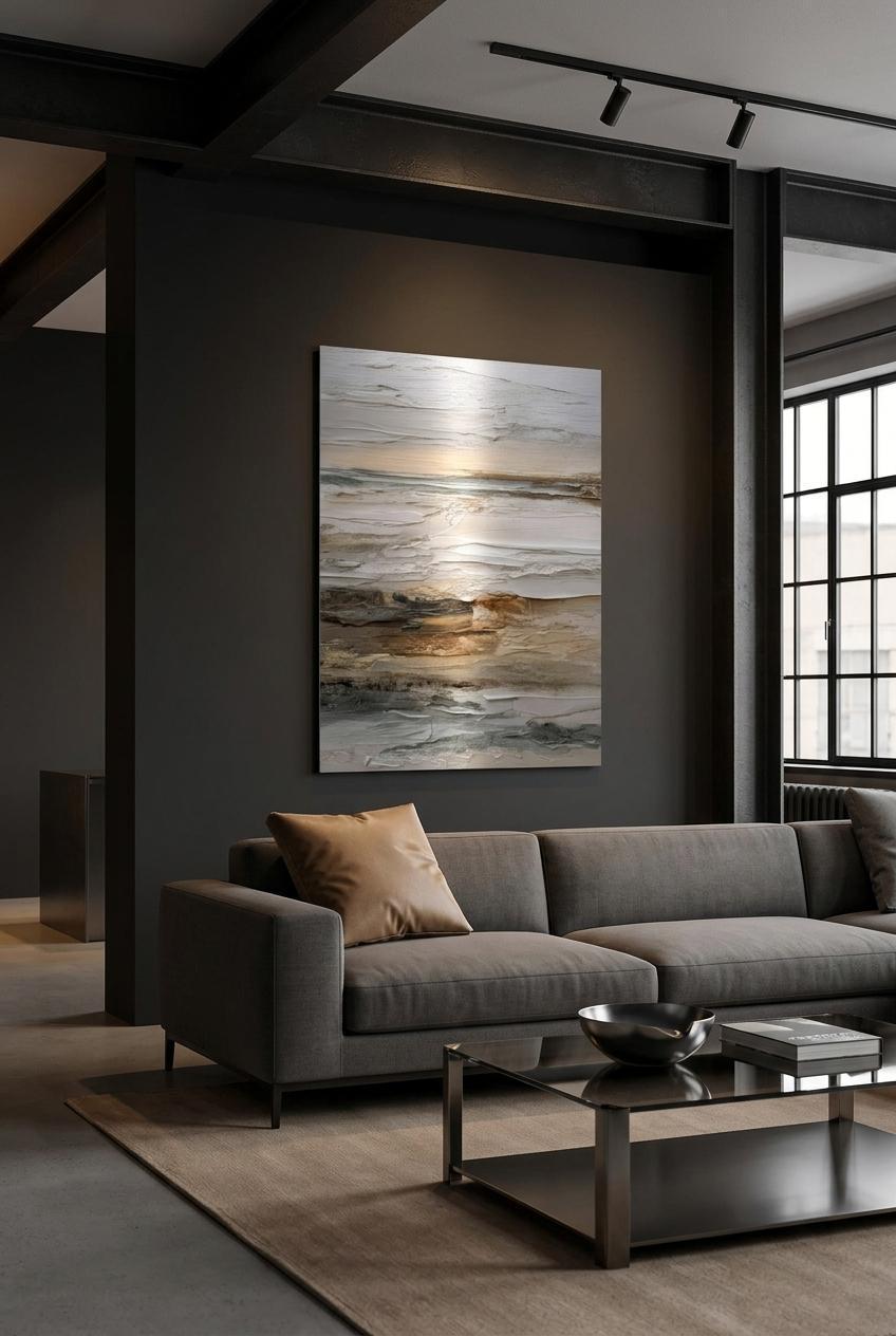 Bluffside - Clash of Echoes - Textured Illusion Abstracts Aluminum Print | Coastal Modern Art | Unique Wall Decor Gift