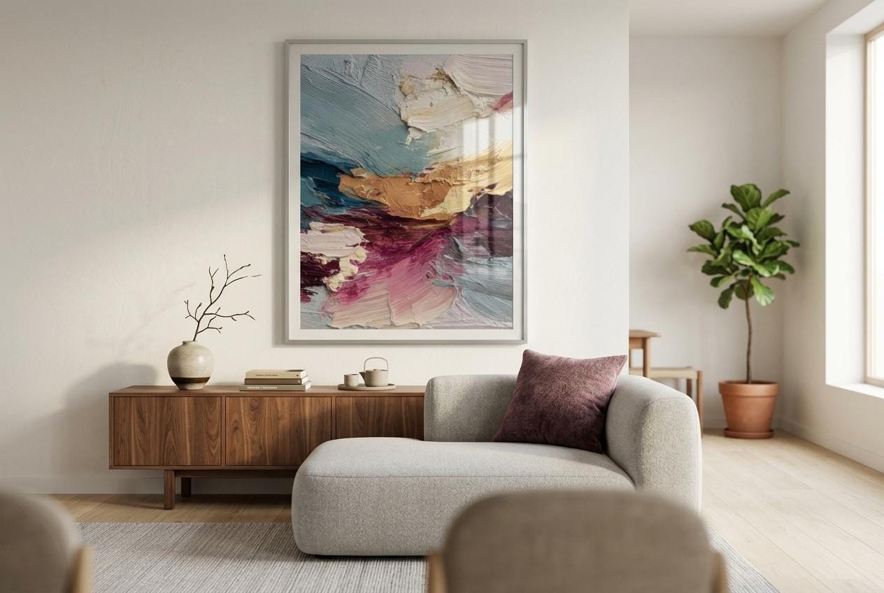 Blushway - Clash of Echoes - Textured Illusion Abstract Wall Art | Coastal Serene Modern Decor | Clash of Echoes Series