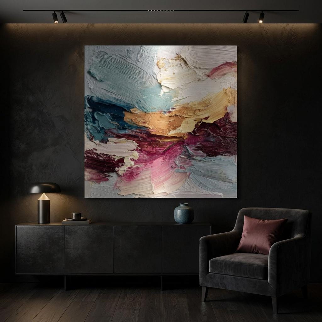 Blushway - Clash of Echoes - Textured Illusion Abstract Wall Art | Coastal Serene Modern Decor | Clash of Echoes Series