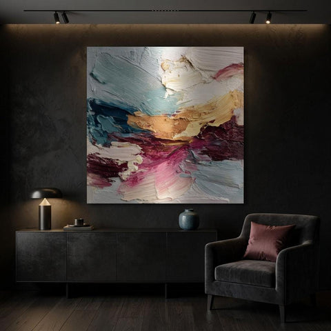 Blushway - Clash of Echoes - Textured Illusion Abstract Wall Art | Coastal Serene Modern Decor | Clash of Echoes Series
