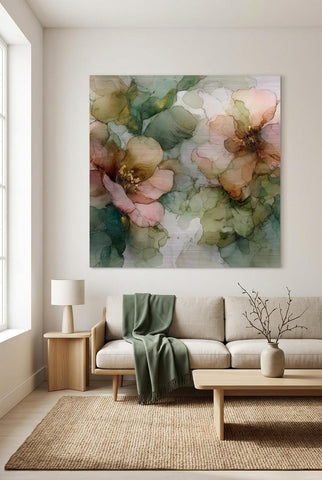 Sage Shadow Brushed Aluminum Print | Serene Modern Wall Art | Textured Metallic Art | Home Decor Gift