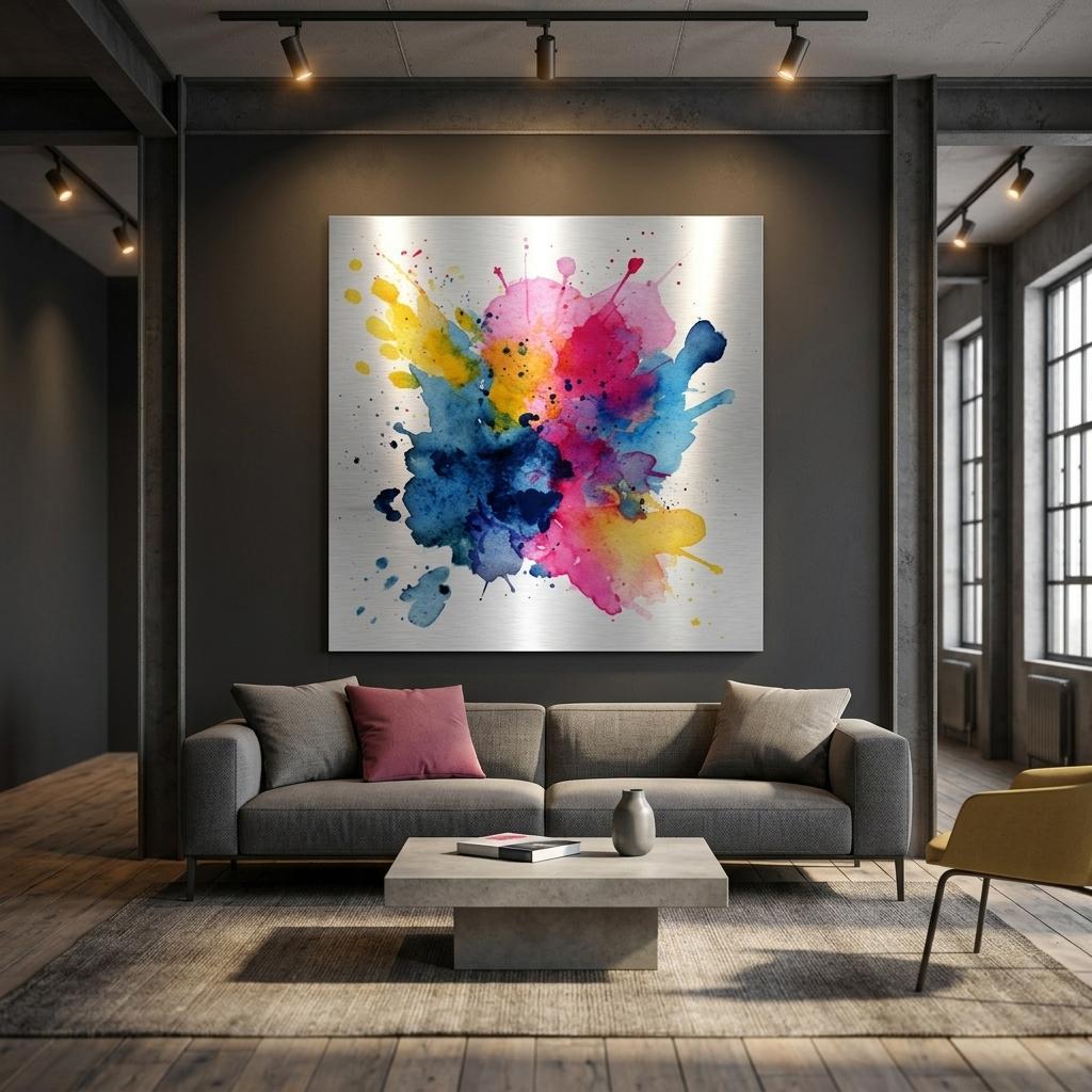 Color Detonation Aluminum Print - Vibrant Modern Art, Minimalist Decor, Gift for Art Lover