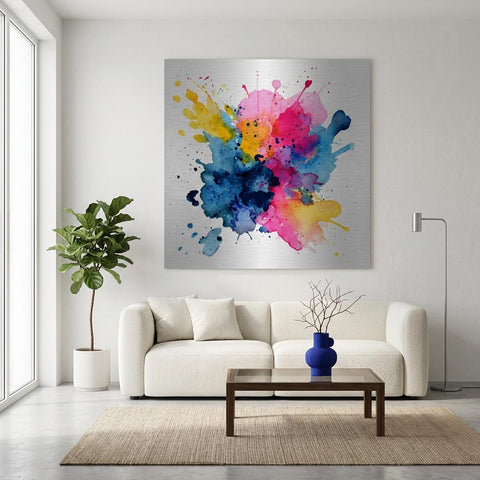 Color Detonation Aluminum Print - Vibrant Modern Art, Minimalist Decor, Gift for Art Lover