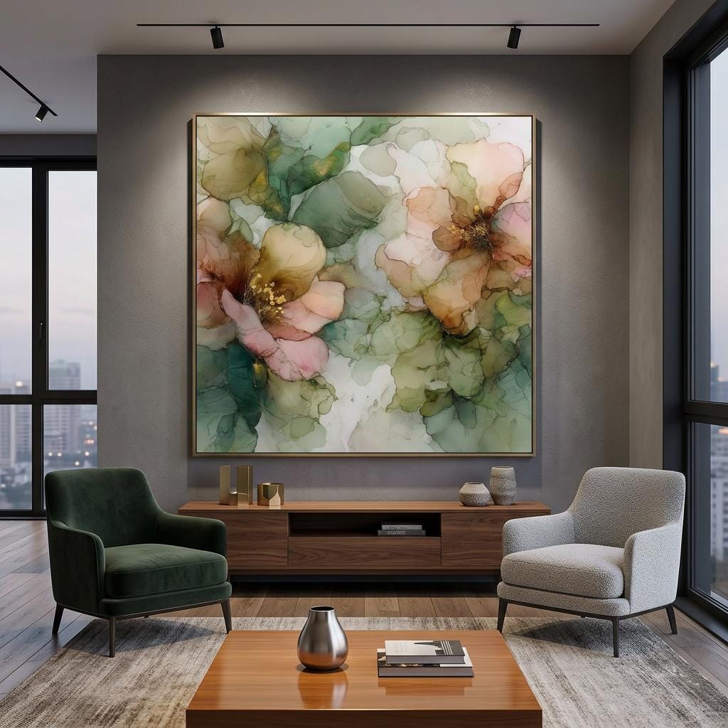 Sage Shadow Brushed Aluminum Print | Serene Modern Wall Art | Textured Metallic Art | Home Decor Gift