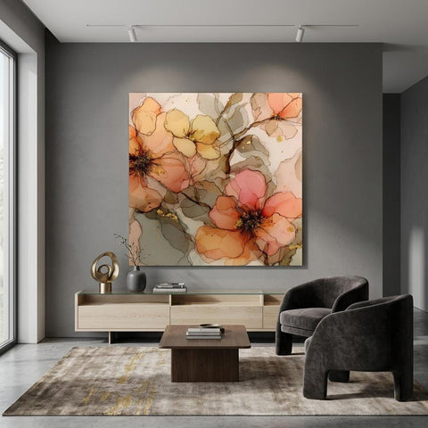 Twilight Glow Brushed Aluminum Print | Modern Abstract Wall Art | Serene Amber & Rose Art | Industrial Home Decor Gift