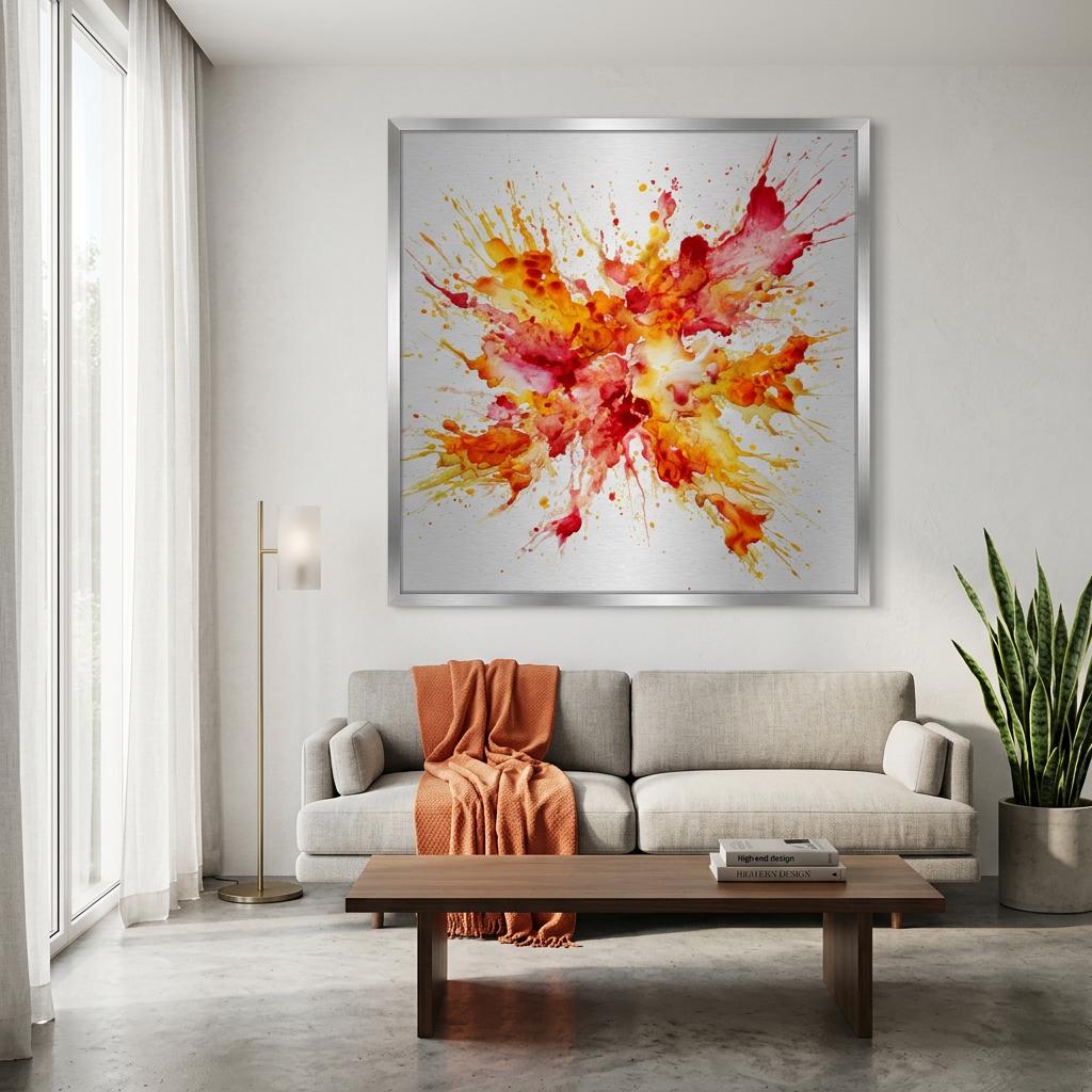 Kinetic Force Aluminum Print: Modern Art, Vibrant Colors, Minimalist Decor Gift - Unique Wall Art