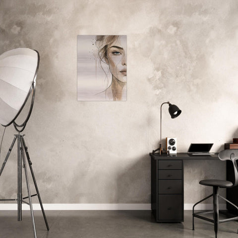 Still Whisper - Aluminum Print - Ethereal Woman Portrait, Modern Wall Art, Minimalist Home Decor, Unique Metallic Finish