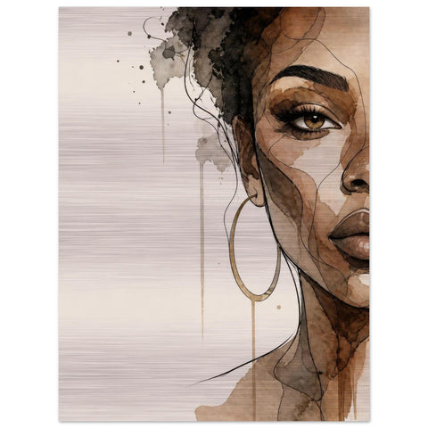 Unshaken Grace - Aluminum Print | Woman Portrait | Watercolor Art | Modern Home Decor | Textured Metallic Wall Art Gift