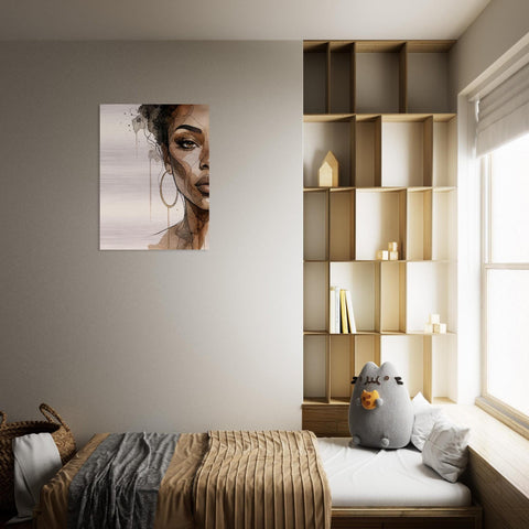 Unshaken Grace - Aluminum Print | Woman Portrait | Watercolor Art | Modern Home Decor | Textured Metallic Wall Art Gift