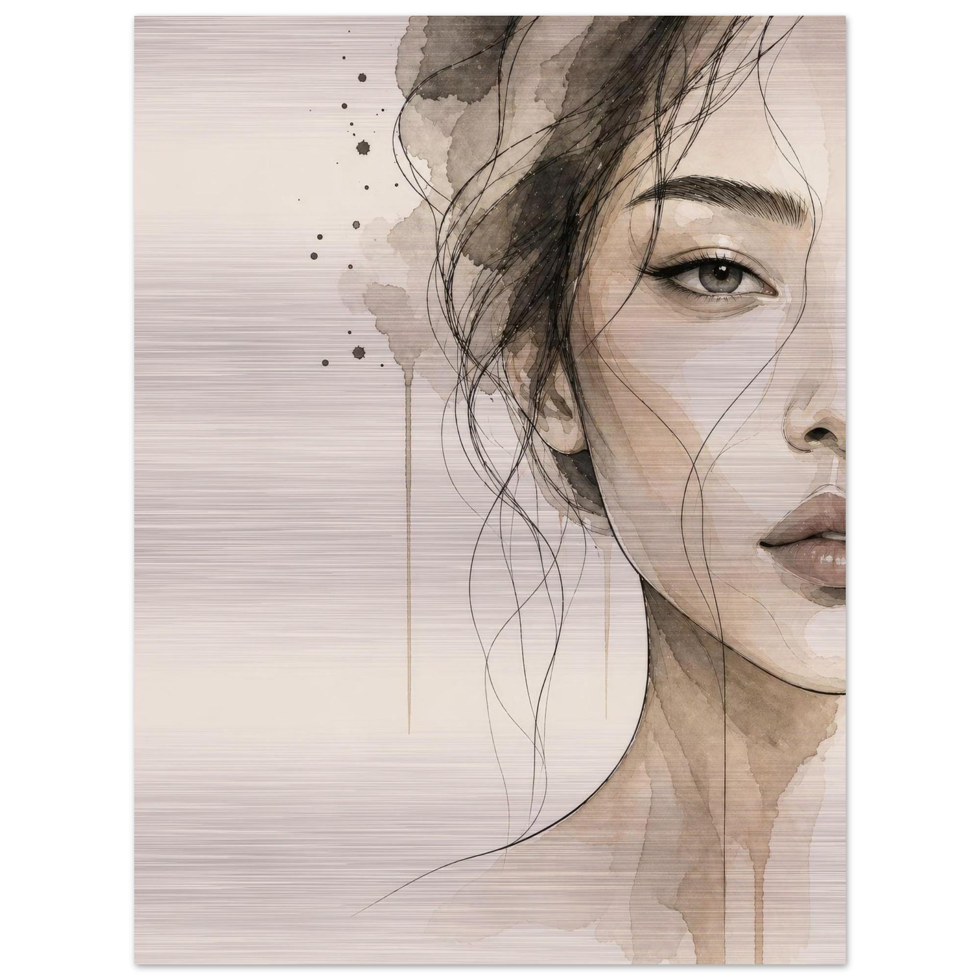 Silk Lotus - Aluminum Print | Woman Portrait Wall Art | Modern Metallic Home Decor | Serene & Strong Gift Idea