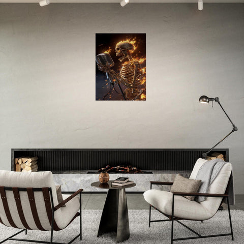 Inferno Unleashed - Aluminum Print | Front man Rock Music Art | The Burning Notes Collection | Modern Metal Wall Decor