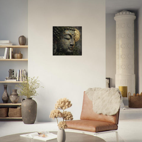 Serenity Buddha Brushed Aluminum Print - Modern Zen Art, Brushed Metal Wall Decor, Minimalist Meditation Gift