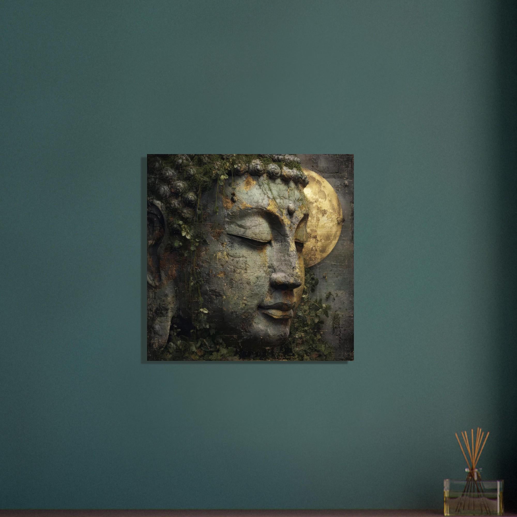 Serenity Buddha Brushed Aluminum Print - Modern Zen Art, Brushed Metal Wall Decor, Minimalist Meditation Gift