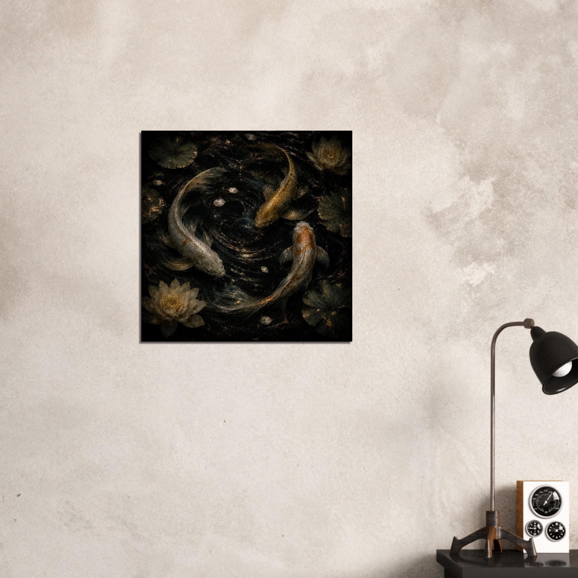 Flow Koi Movement Art Aluminum Print - Modern Abstract Wall Art, Unique Home Decor Gift