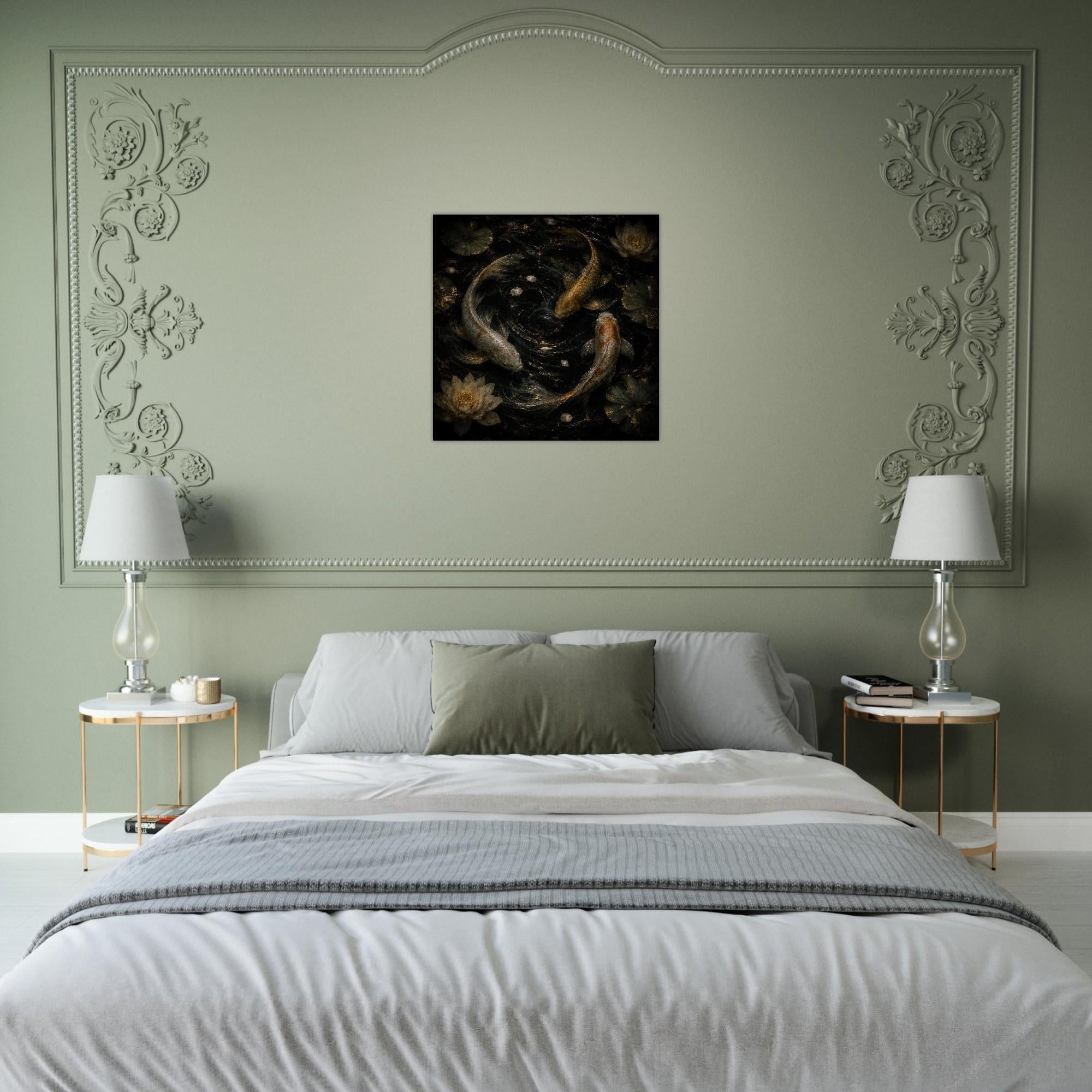 Flow Koi Movement Art Aluminum Print - Modern Abstract Wall Art, Unique Home Decor Gift