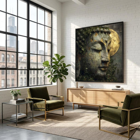 Serenity Buddha Brushed Aluminum Print - Modern Zen Art, Brushed Metal Wall Decor, Minimalist Meditation Gift